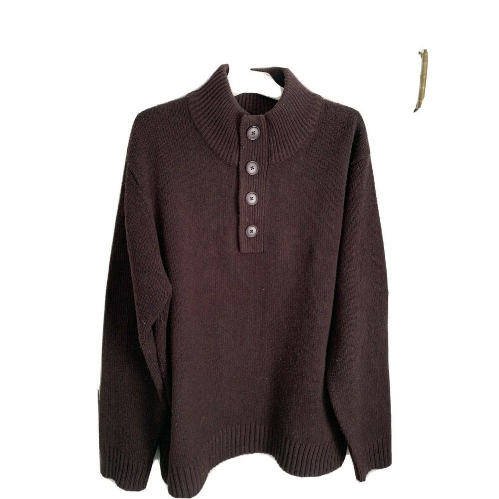 MARKS SPENCER sweater Cotton Mock Neck 4 Button